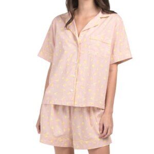 NWT LATTE LOVE 2pc Banana Printed 100% Cotton Shorty Pajama Set Size S